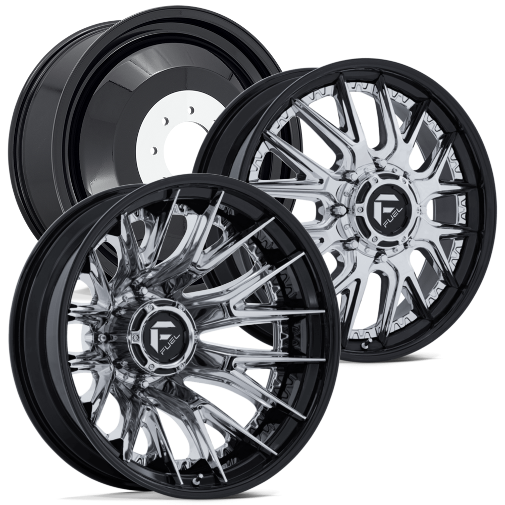 FUEL D407 CATALYST WITH 8X200 BOLT PATTERN - CHROME W/ GLOSS BLACK LIP