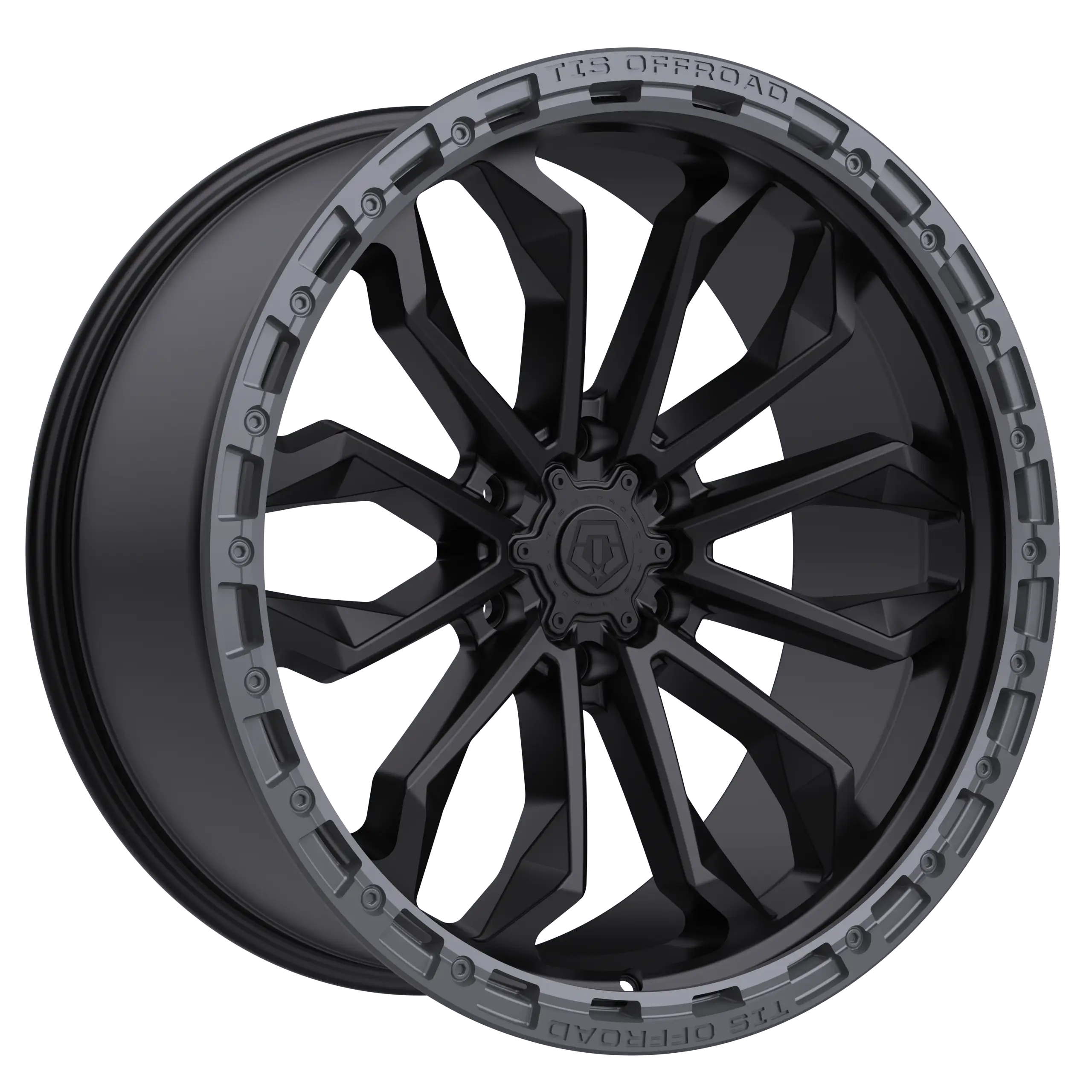 17X9 TIS 556BA OFF-ROAD WHEELS - 6X5.50 WITH -12 OFFSET - BLACK WITH ANTHRACITE LIP RING