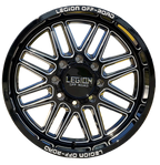 20X10 LEGION OFF-ROAD LG4 WHEELS, -18 Offset, 8X170, GLOSS BLACK & MILLED