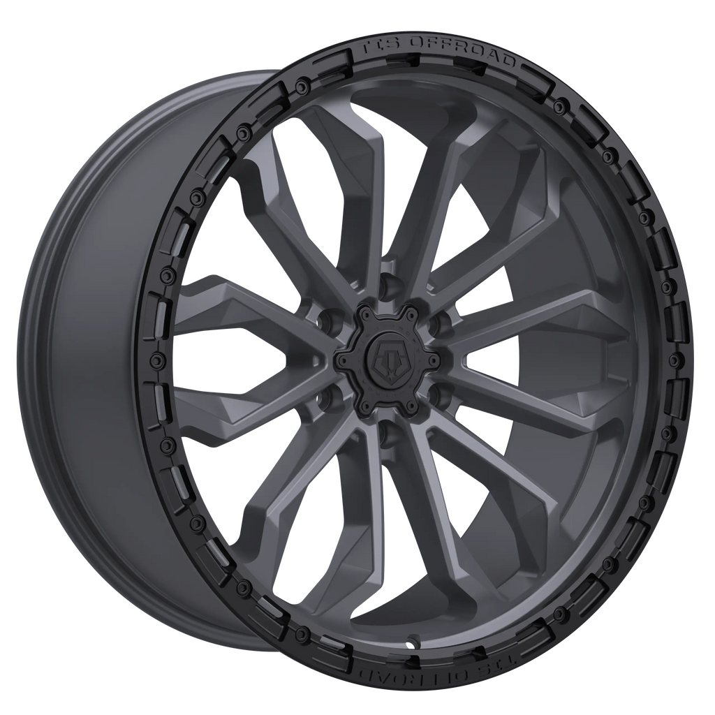 20X10 TIS 556AB OFF-ROAD WHEELS - 5X5.0(127) WITH -13 OFFSET - ANTHRACITE WITH BLACK LIP RING