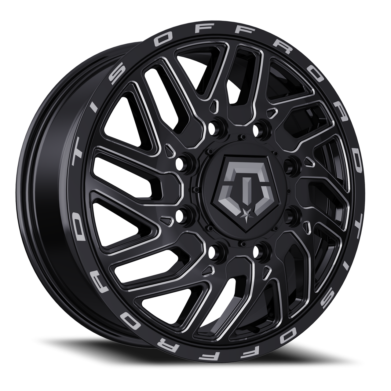 17X6.5 TIS 544BM Front Dually Wheels with +129mm Offset and 8X200 Bolt Pattern - Gloss Black & Milled