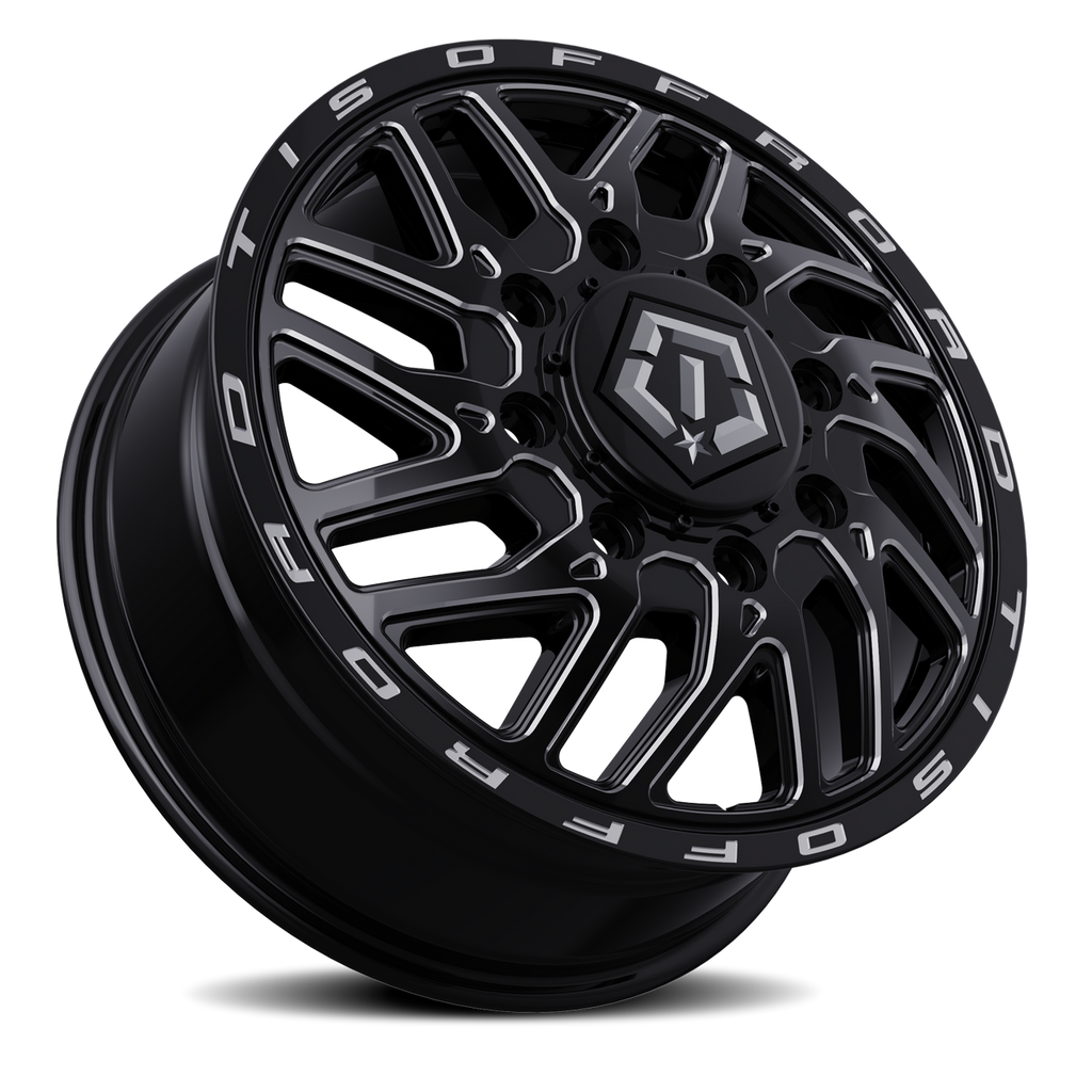 17X6.5 TIS 544BM Front Dually Wheels with +129mm Offset and 8X210 Bolt Pattern - Gloss Black & Milled