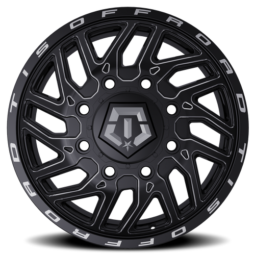 17X6.5 TIS 544BM Front Dually Wheels with +129mm Offset and 8X6.5 Bolt Pattern - Gloss Black & Milled
