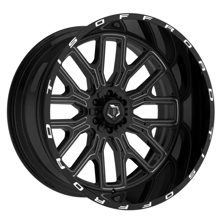 20X12 TIS 560BM OFF-ROAD WHEELS - 8X170 WITH -44 OFFSET - GLOSS BLACK & MILLED