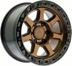 17X9 ARENA OFF-ROAD A123 THROTTLE WHEEL - 5X127 BOLT PATTERN AND -12mm OFFSET - SMOKED BRONZE CENTER GLOSSY BLACK LIP
