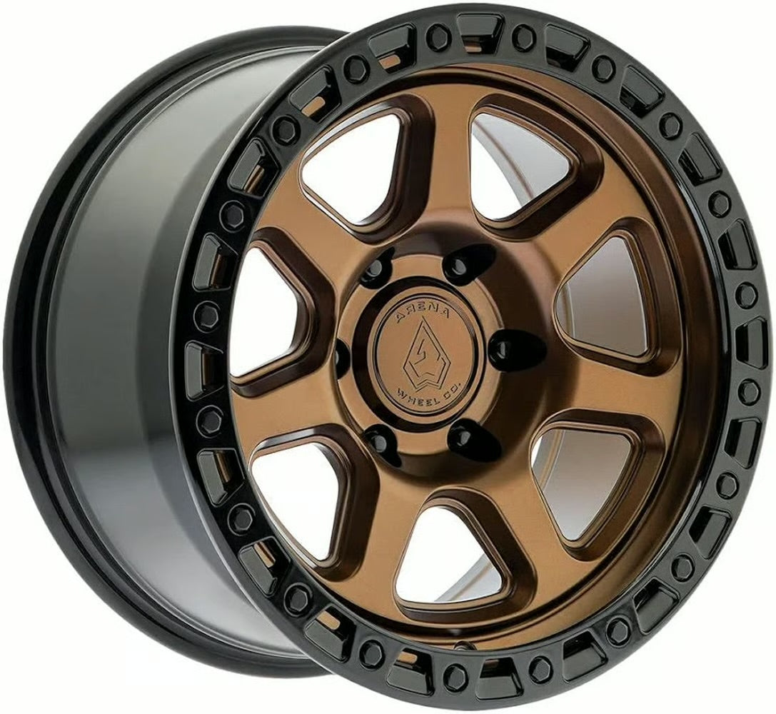 ARENA OFF-ROAD A123 THROTTLE - 6X135 BOLT PATTERN - SMOKED BRONZE CENTER GLOSSY BLACK LIP