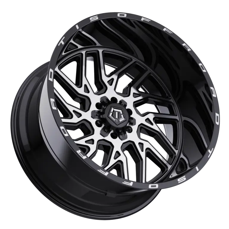 20X12 TIS 544MB OFF-ROAD WHEELS WITH 8X6.50 BOLT PATTERN AND -44 OFFSET - GLOSS BLACK & MACHINED FACE