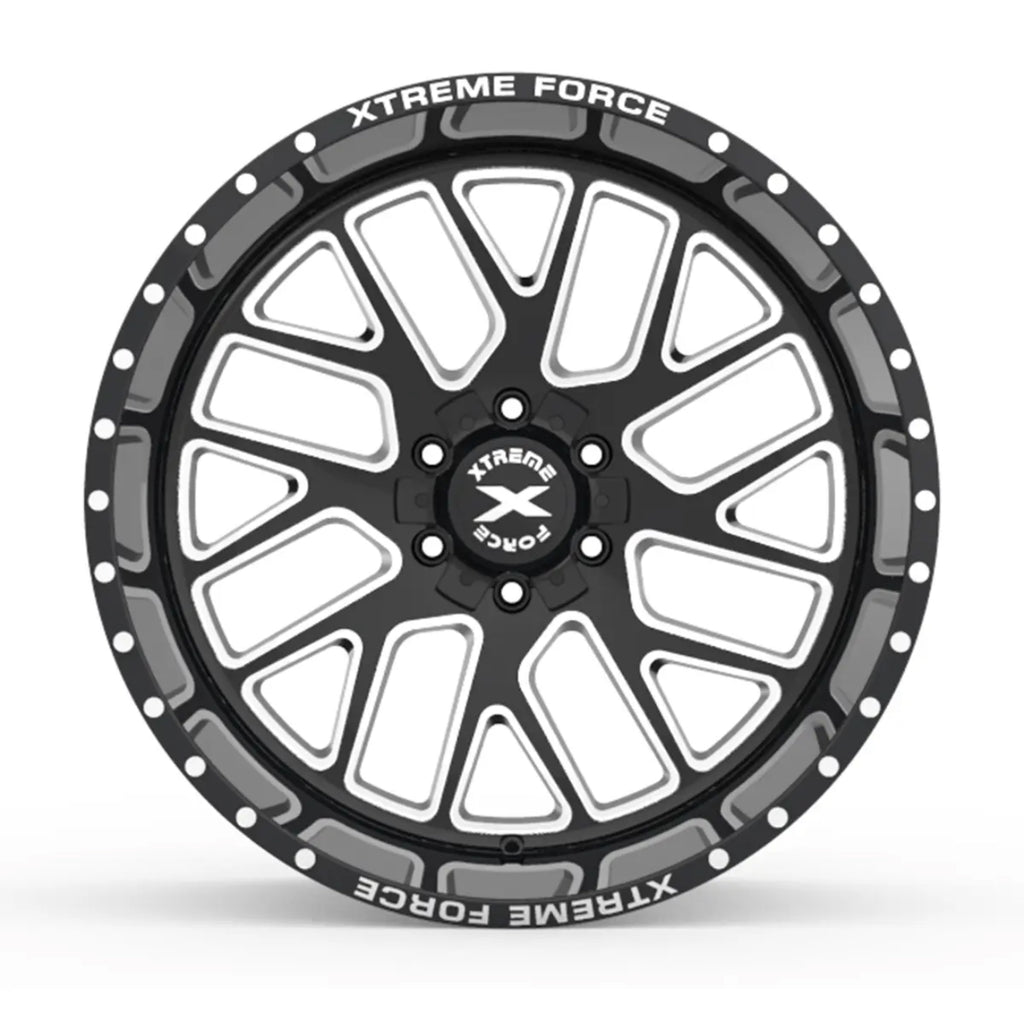 20X10 XTREME FORCE XF-10 WHEELS 6X5.5(139.7) & 6X135 -25 OFFSET - GLOSS BLACK & MILLED