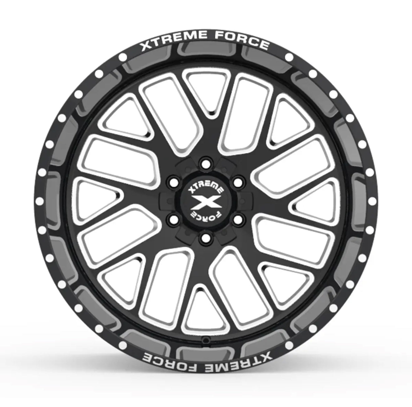 20X10 XTREME FORCE XF-10 WHEELS 6X5.5(139.7) & 6X135 -25 OFFSET - GLOSS BLACK & MILLED