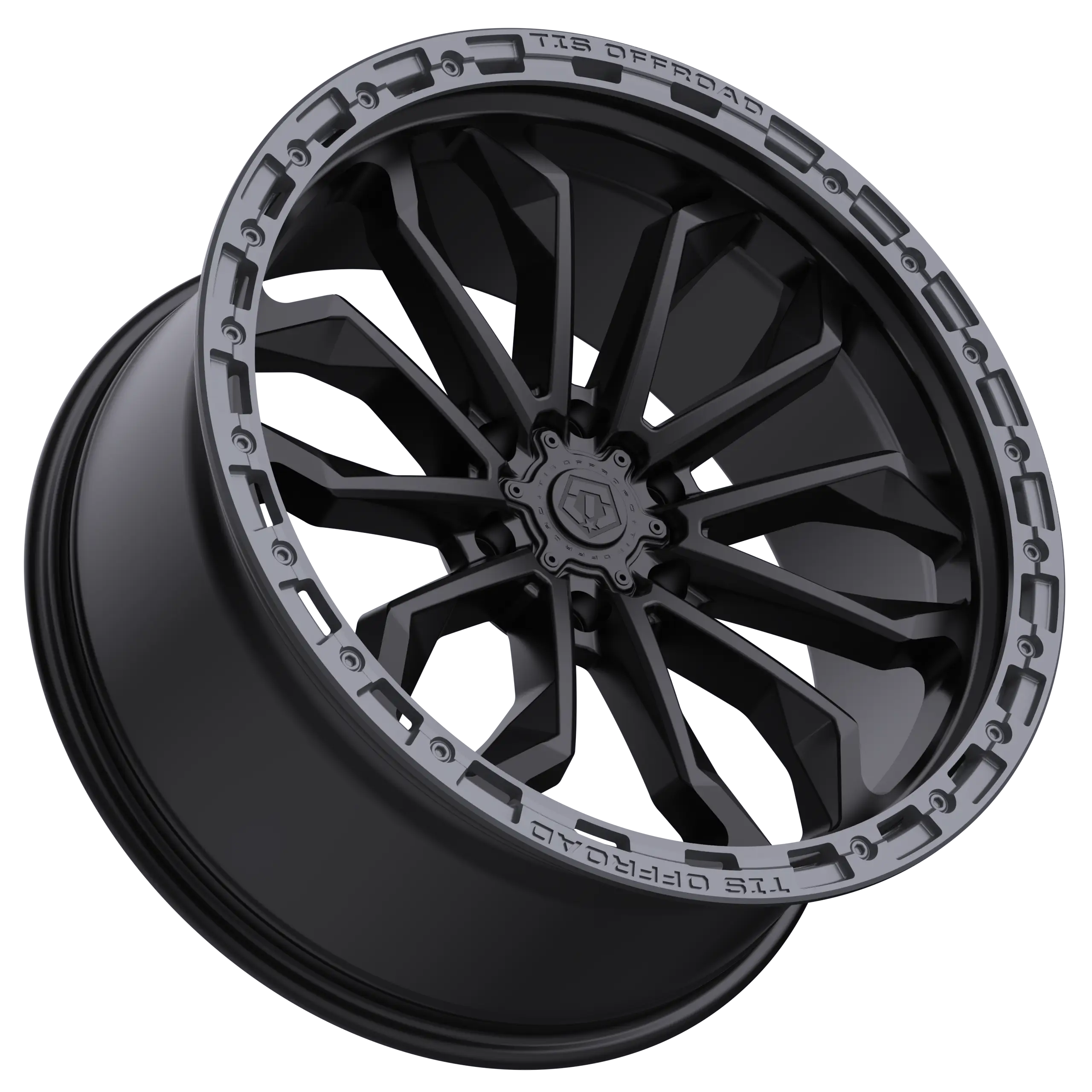 20X9 TIS 556BA OFF-ROAD WHEELS - 6X5.50 WITH +18 OFFSET - BLACK WITH ANTHRACITE LIP RING