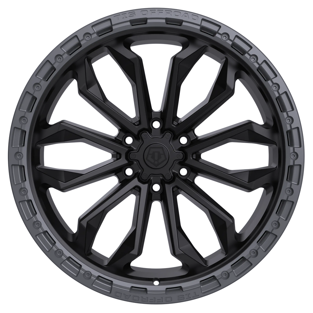 20X9 TIS 556BA OFF-ROAD WHEELS - 6X5.50 WITH +18 OFFSET - BLACK WITH ANTHRACITE LIP RING