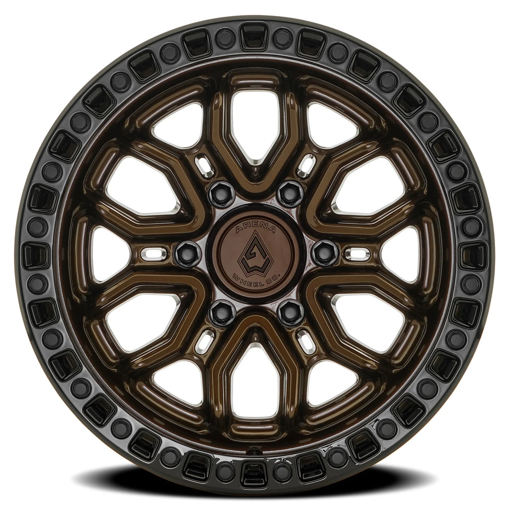 ARENA OFF-ROAD A120 TERRA - 6X135 BOLT PATTERN - SMOKED BRONZE CENTER GLOSSY BLACK LIP
