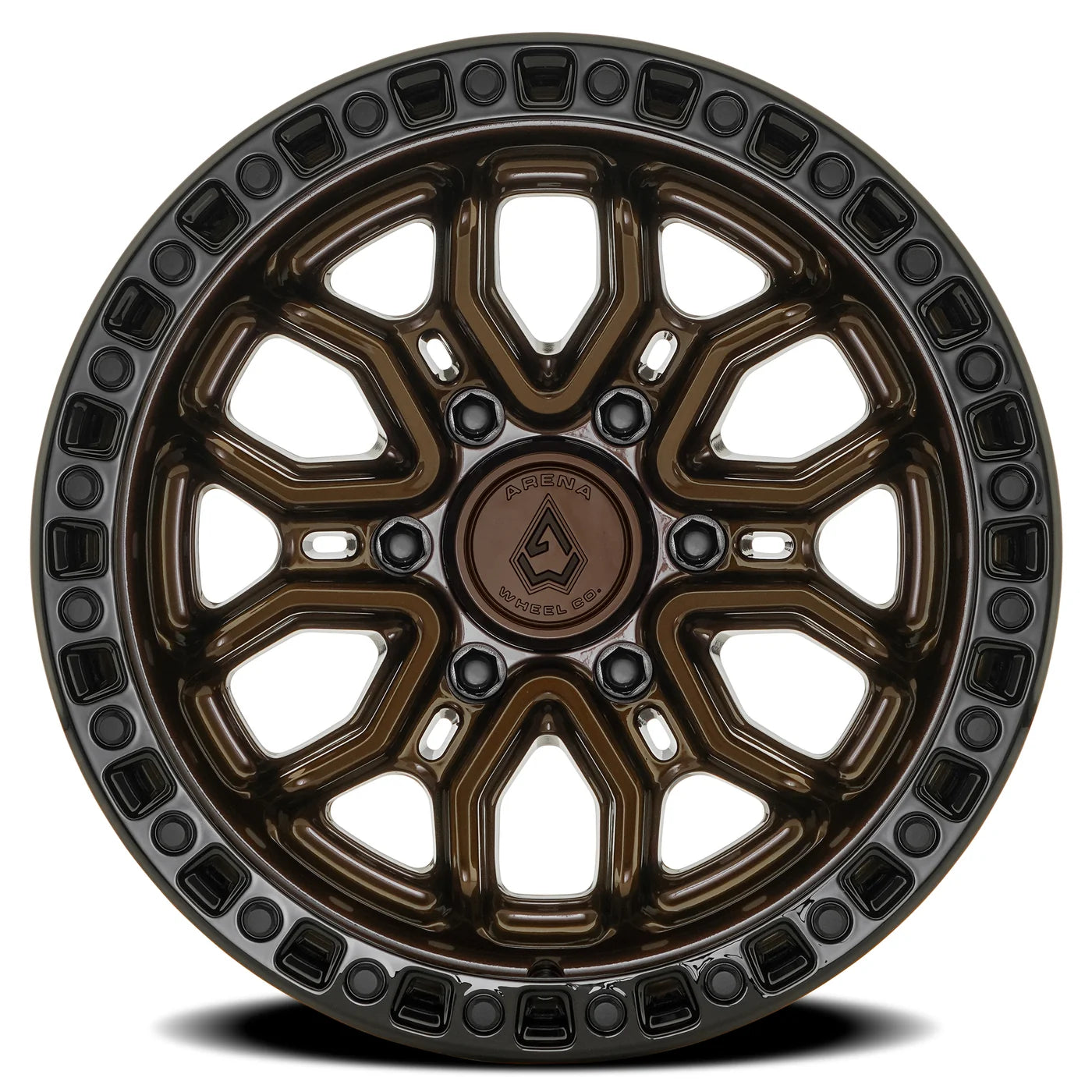 ARENA OFF-ROAD A120 TERRA - 6X135 BOLT PATTERN - SMOKED BRONZE CENTER GLOSSY BLACK LIP
