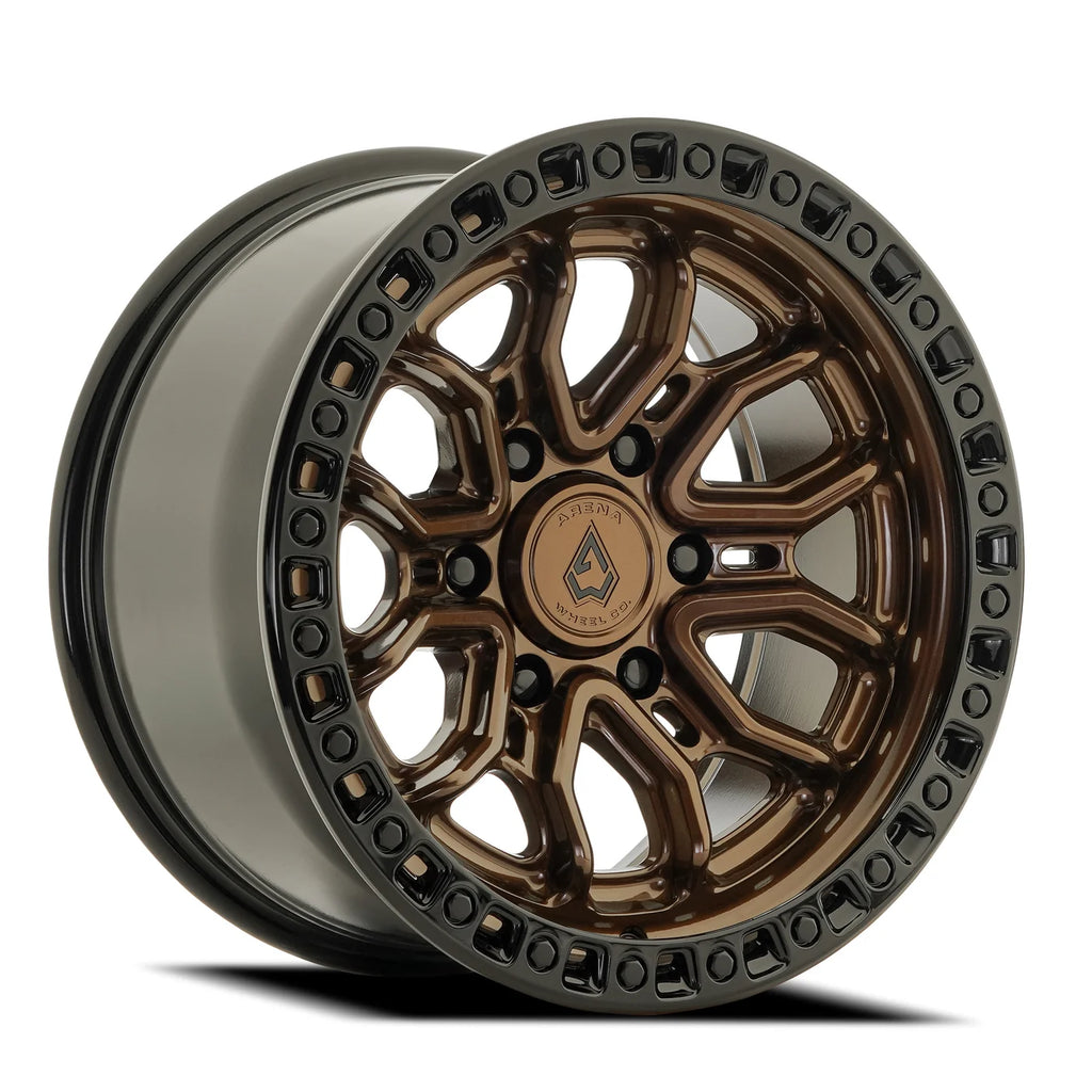 ARENA OFF-ROAD A120 TERRA - 6X135 BOLT PATTERN - SMOKED BRONZE CENTER GLOSSY BLACK LIP