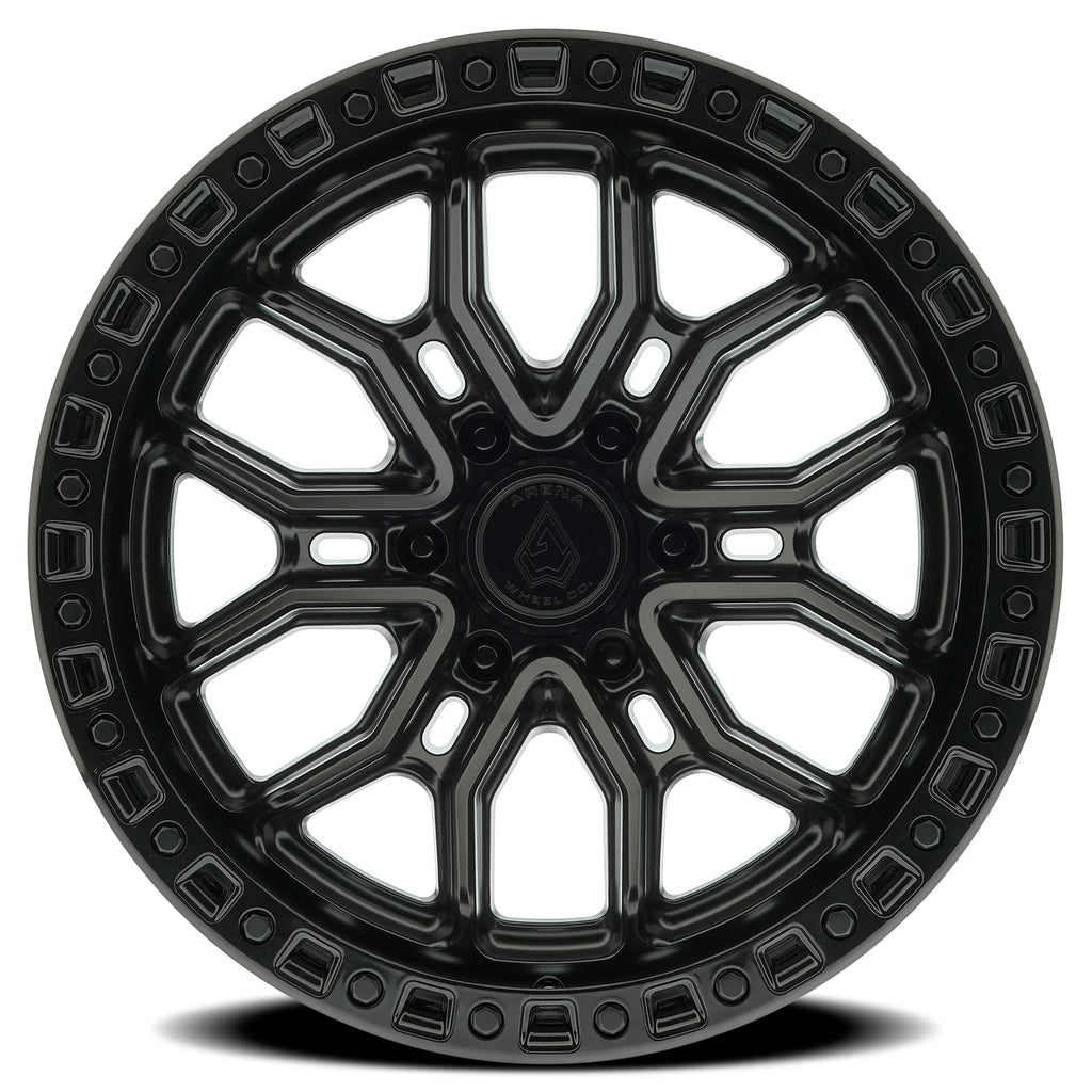 ARENA OFF-ROAD A120 TERRA - 6X135 BOLT PATTERN - SATIN BLACK CENTER GLOSSY BLACK LIP