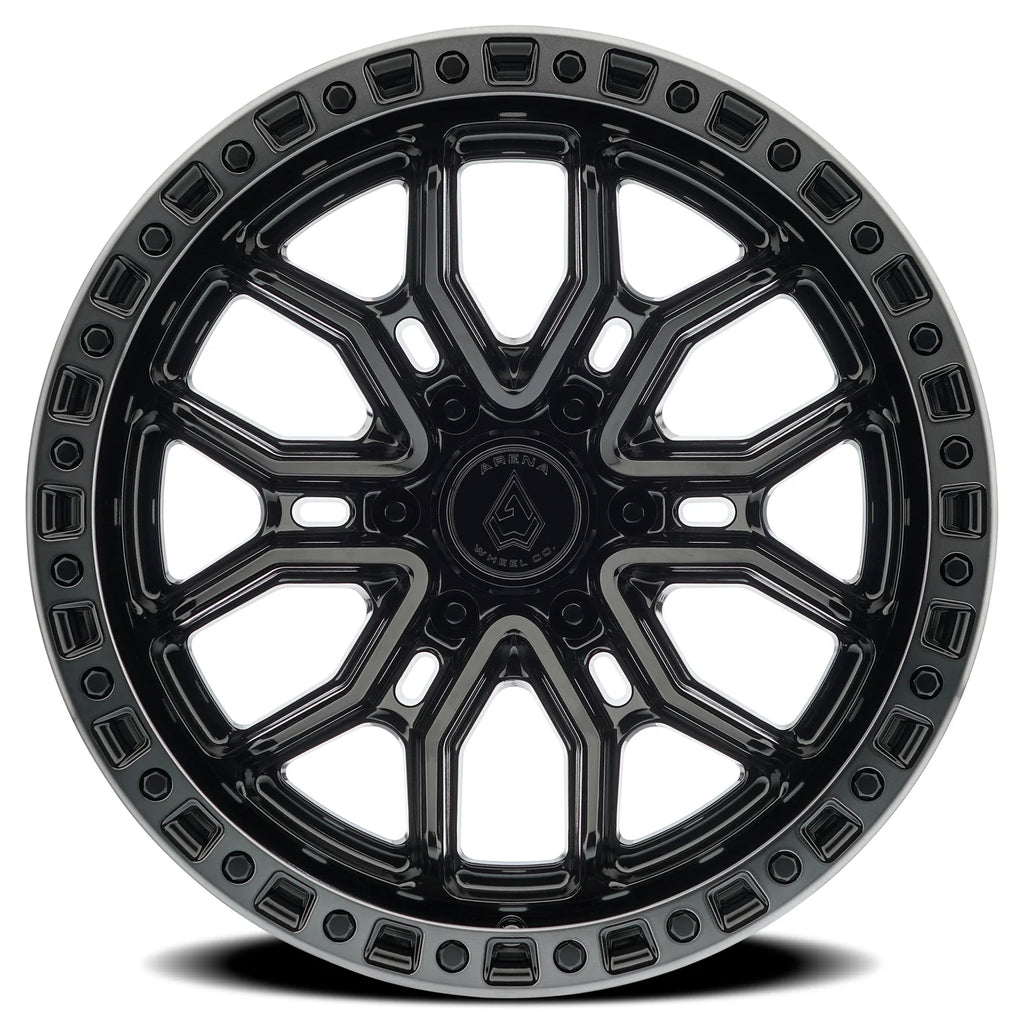 ARENA OFF-ROAD A120 TERRA - 6X135 BOLT PATTERN - GLOSSY BLACK CENTER MACHINED DDT LIP