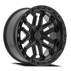 ARENA OFF-ROAD A125 JACKAL WHEEL - 5X127 BOLT PATTERN - SATIN BLACK CENTER GLOSSY BLACK LIP