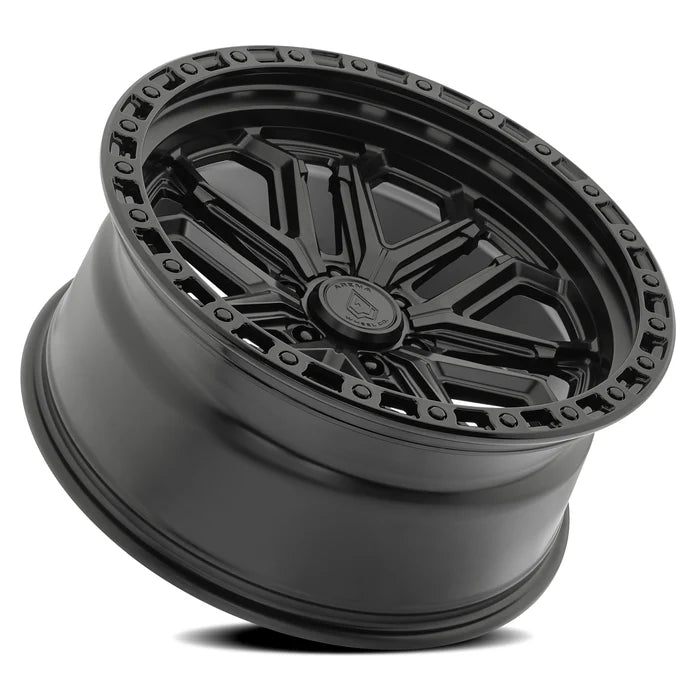 ARENA OFF-ROAD A125 JACKAL WHEEL - 5X127 BOLT PATTERN - SATIN BLACK CENTER GLOSSY BLACK LIP