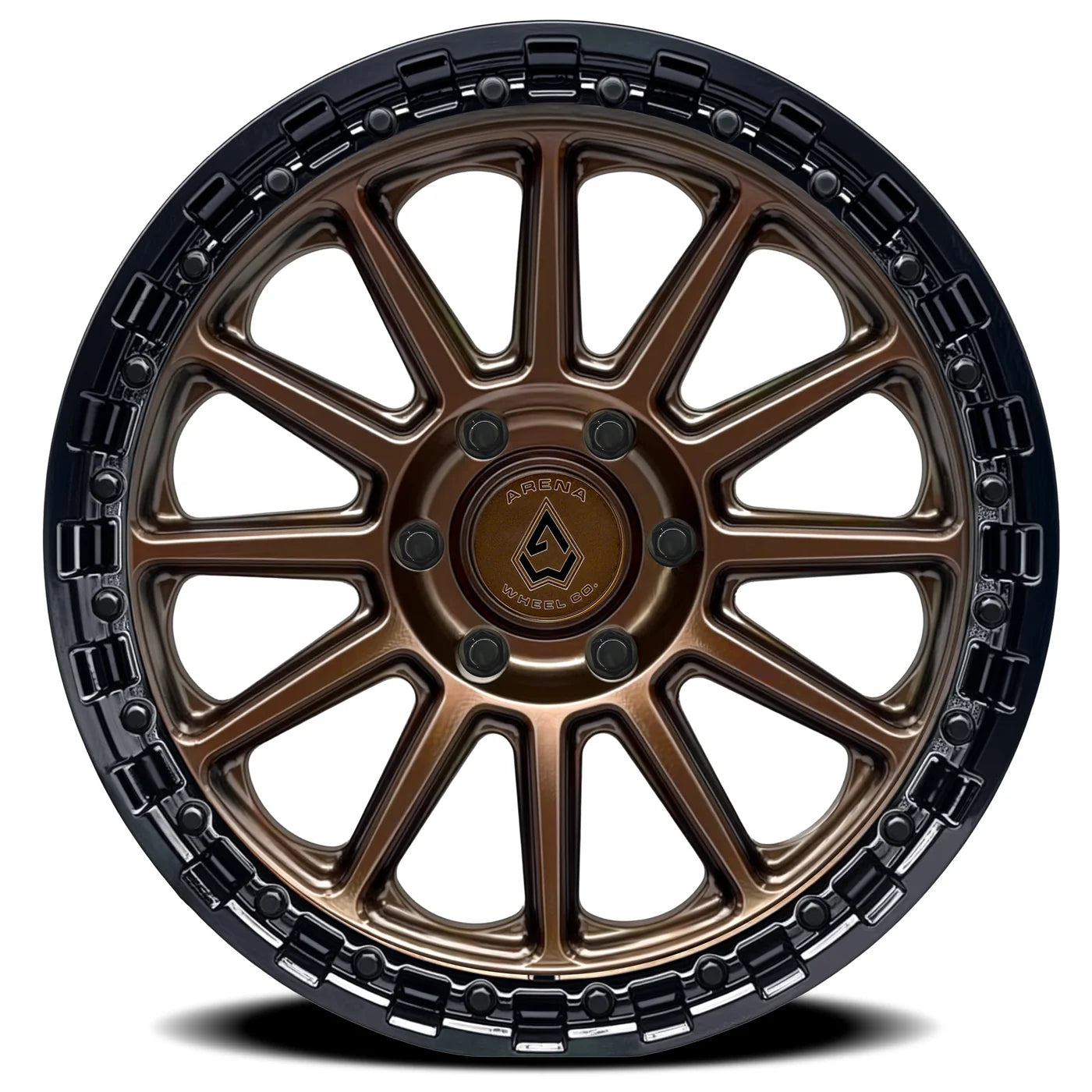 ARENA OFF-ROAD A128 ENDURO - 6X135 BOLT PATTERN - SMOKED BRONZE CENTER GLOSSY BLACK LIP