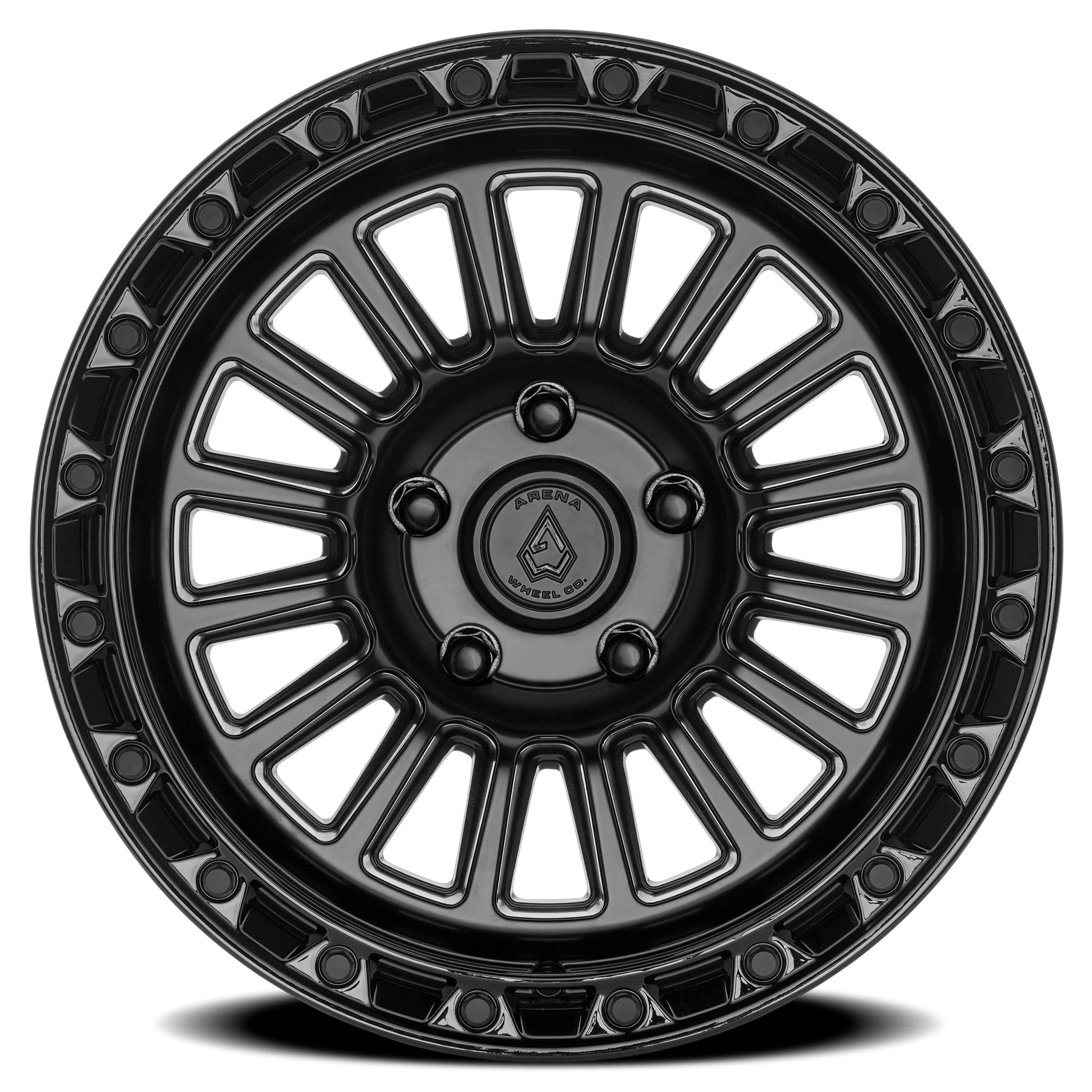 ARENA OFF-ROAD A130 PODIUM - 6X135 BOLT PATTERN - SATIN BLACK CENTER GLOSSY BLACK LIP