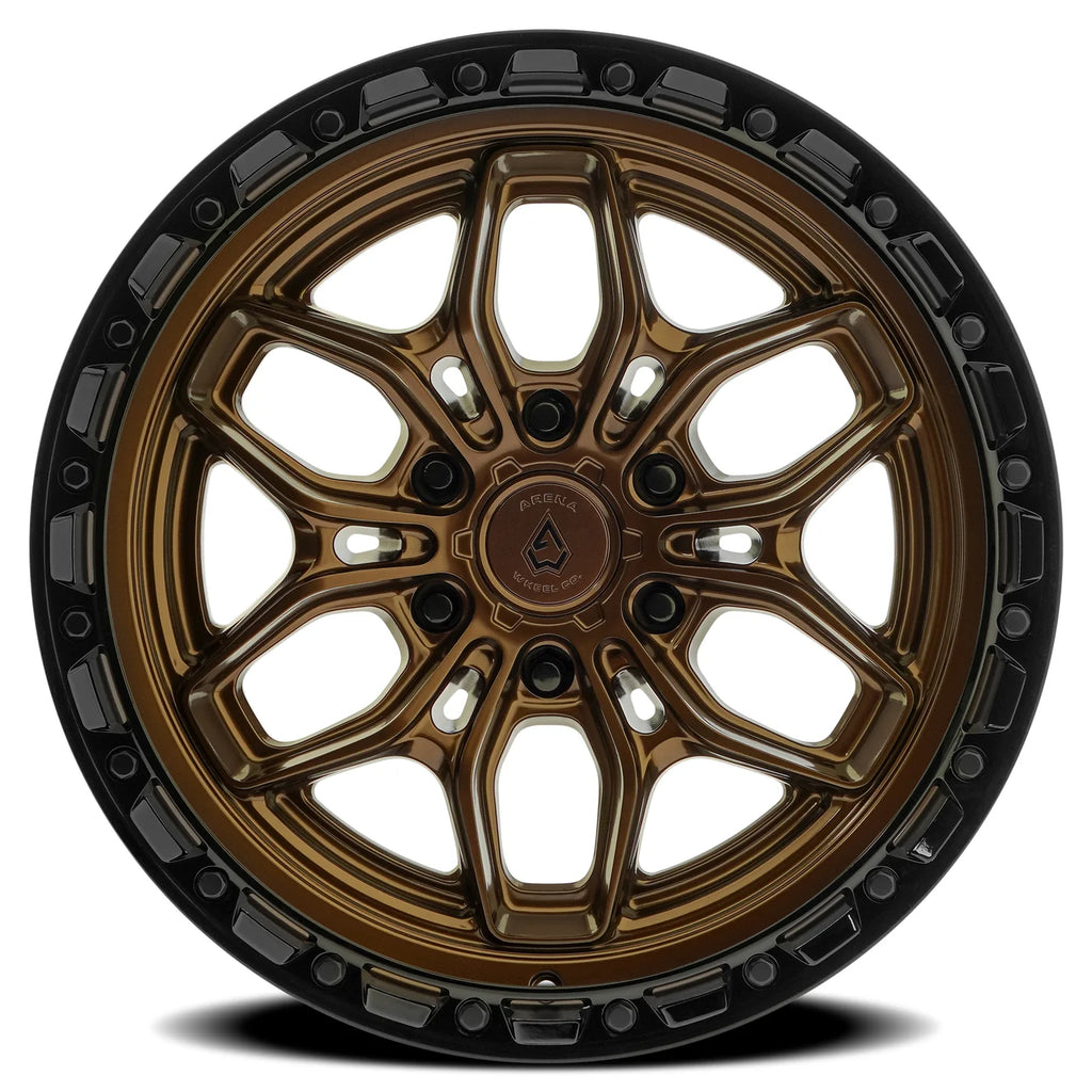 ARENA OFF-ROAD A142 FURY - 6X135 BOLT PATTERN - SMOKED BRONZE CENTER GLOSSY BLACK LIP