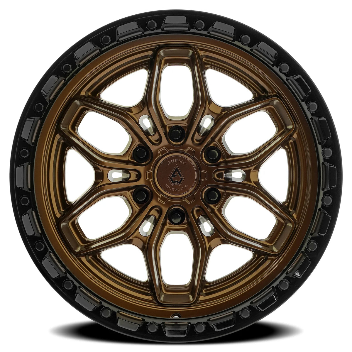 ARENA OFF-ROAD A142 FURY - 6X135 BOLT PATTERN - SMOKED BRONZE CENTER GLOSSY BLACK LIP