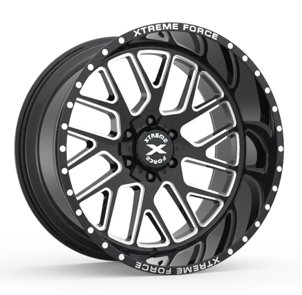 20X10 XTREME FORCE XF-10 WHEELS 6X5.5(139.7) & 6X135 -25 OFFSET - GLOSS BLACK & MILLED