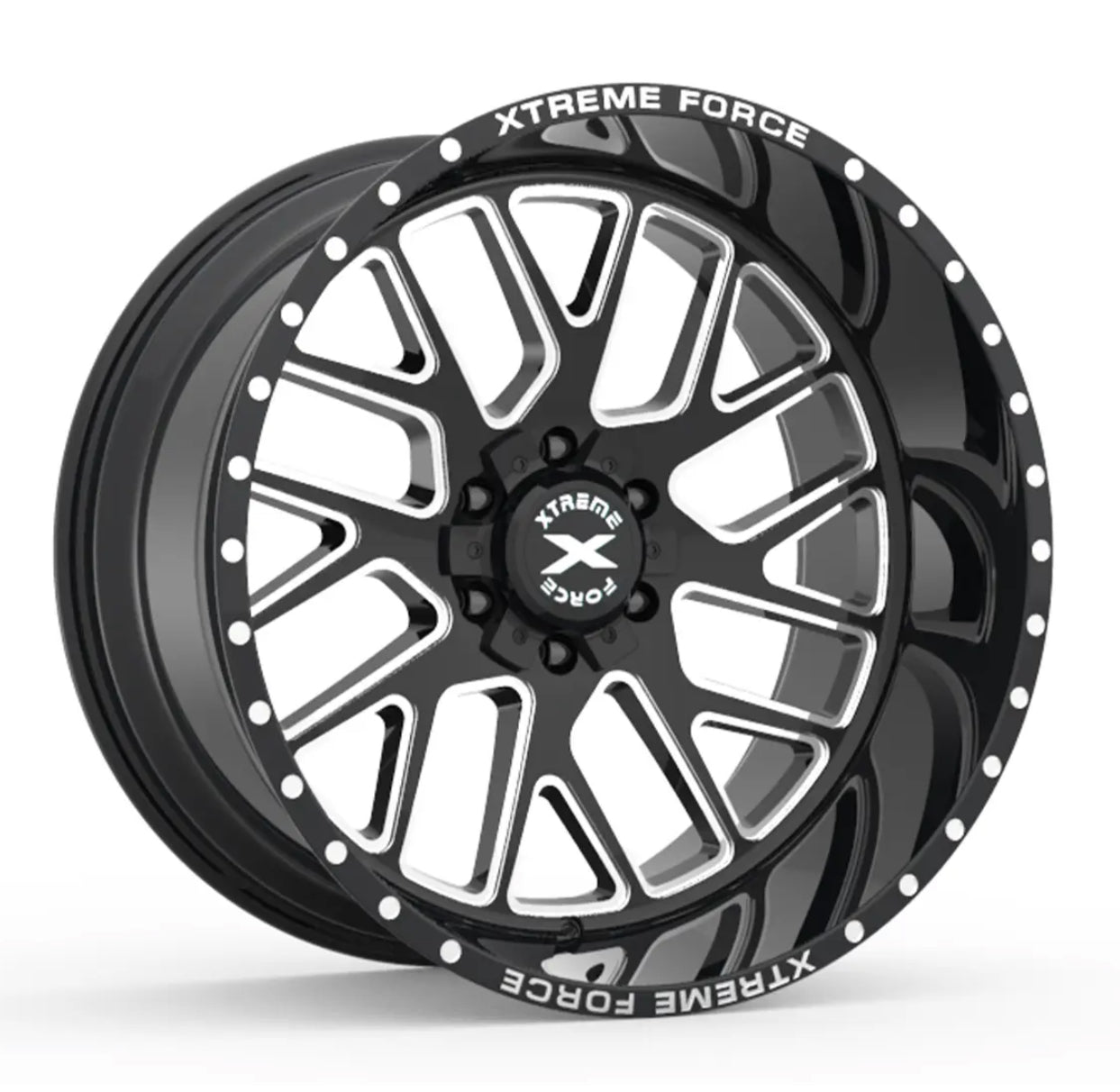 20X10 XTREME FORCE XF-10 WHEELS 6X5.5(139.7) & 6X135 -25 OFFSET - GLOSS BLACK & MILLED