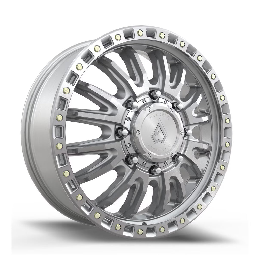 22X8.25 ARENA OFF-ROAD A132 DUALLY BLITZ - 8X200 BOLT PATTERN - GLOSS SILVER MACHINED