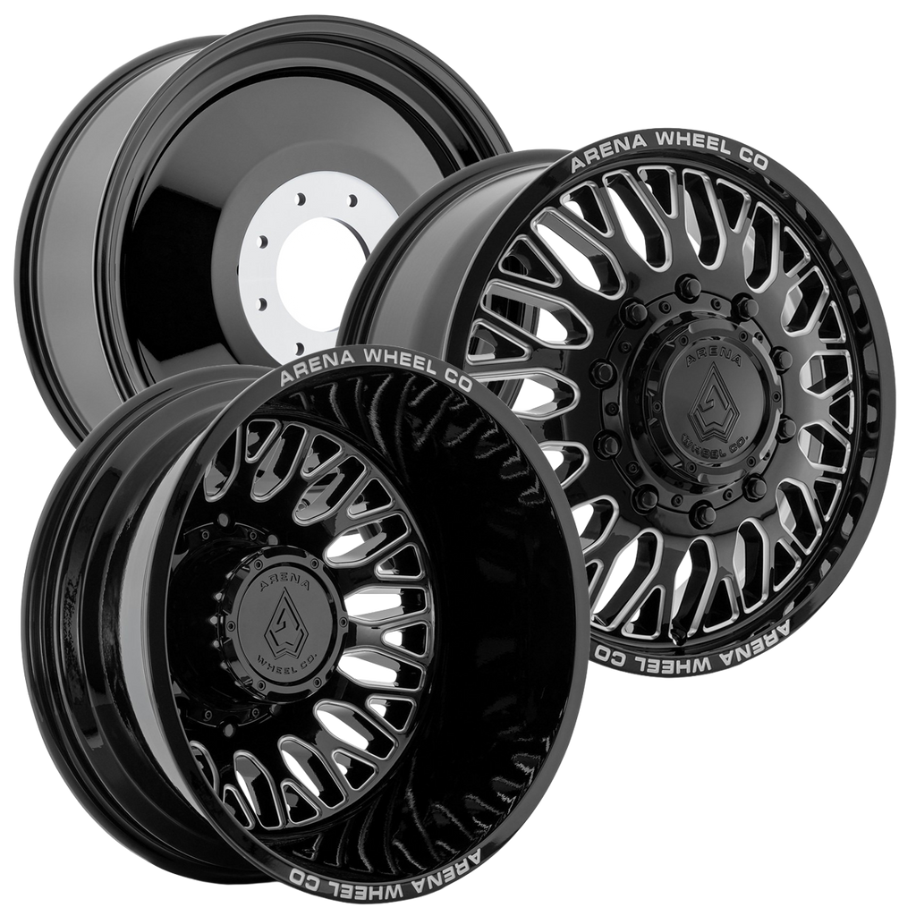 ARENA OFF-ROAD A121 DUALLY MONARCH - 8X200 BOLT PATTERN - GLOSS BLACK AND MILLED