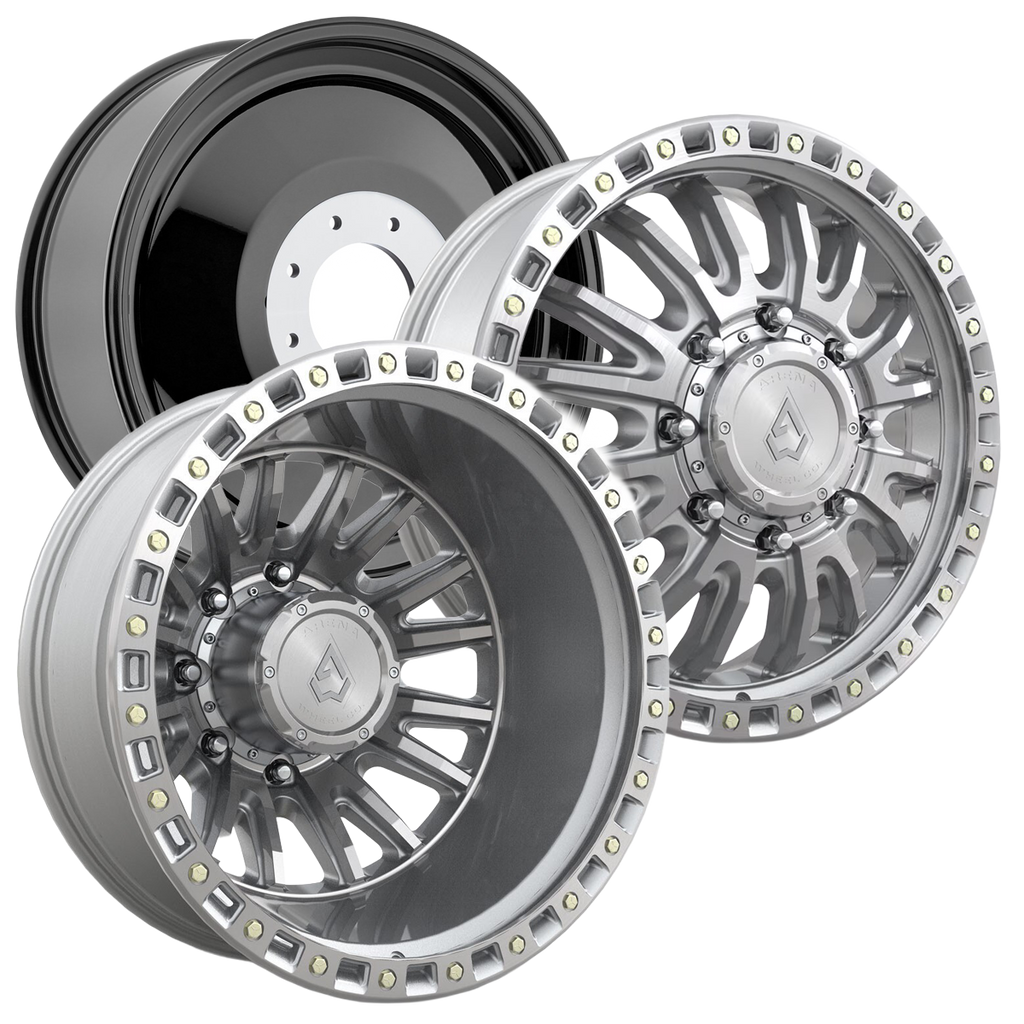 22X8.25 ARENA OFF-ROAD A132 DUALLY BLITZ - 8X200 BOLT PATTERN - GLOSS SILVER MACHINED