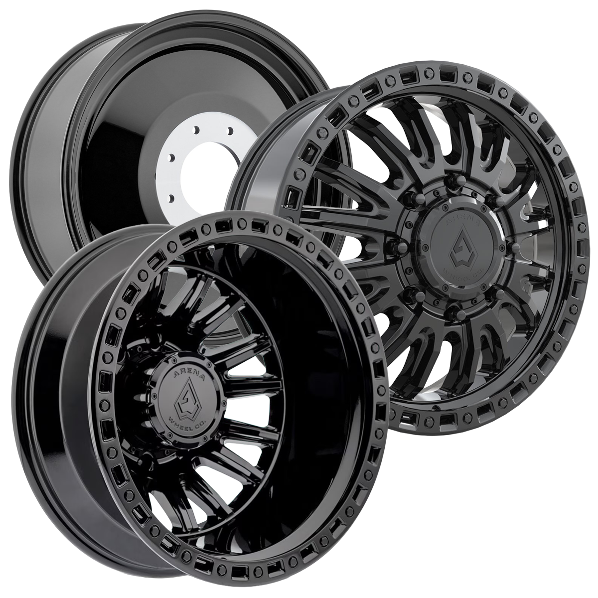 22X8.25 ARENA OFF-ROAD A132 DUALLY BLITZ - 8X200 BOLT PATTERN - GLOSSY BLACK