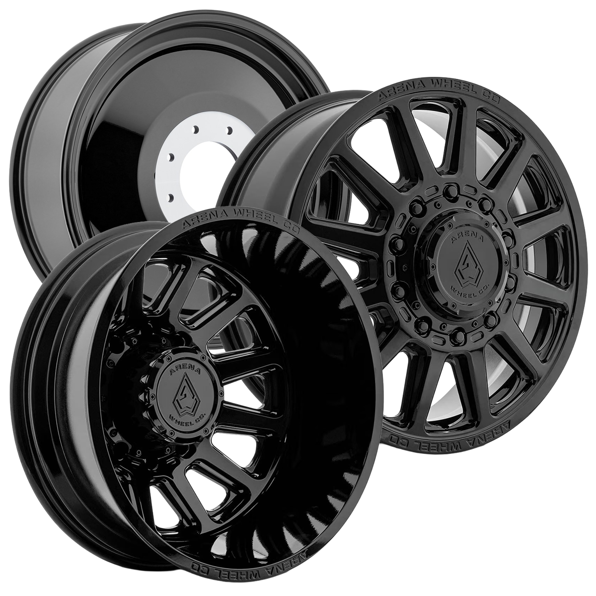22X8.25 ARENA OFF-ROAD A128 DUALLY ENDURO - 8X200 BOLT PATTERN - GLOSSY BLACK