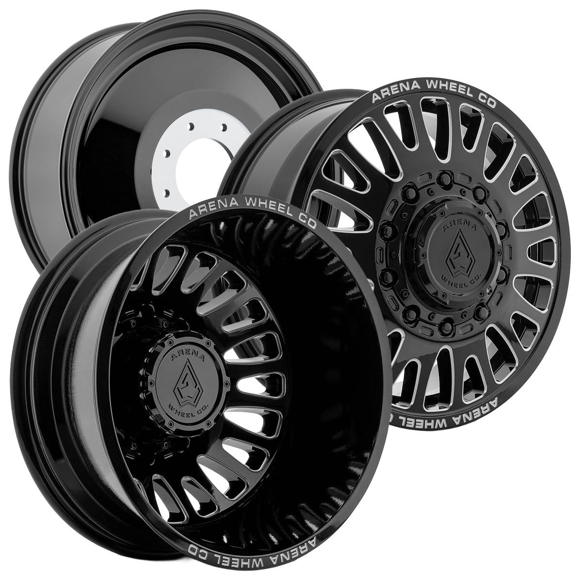 ARENA OFF-ROAD A136 DUALLY SULTAN - 8X200 BOLT PATTERN - GLOSS BLACK AND MILLED