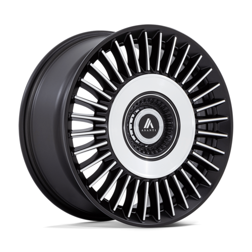 Asanti Black AB040 Tiara 22x9 Satin Black Bright Mach Face Wheel with 5x108/5x114.3 Bolt Pattern and +38 Offset