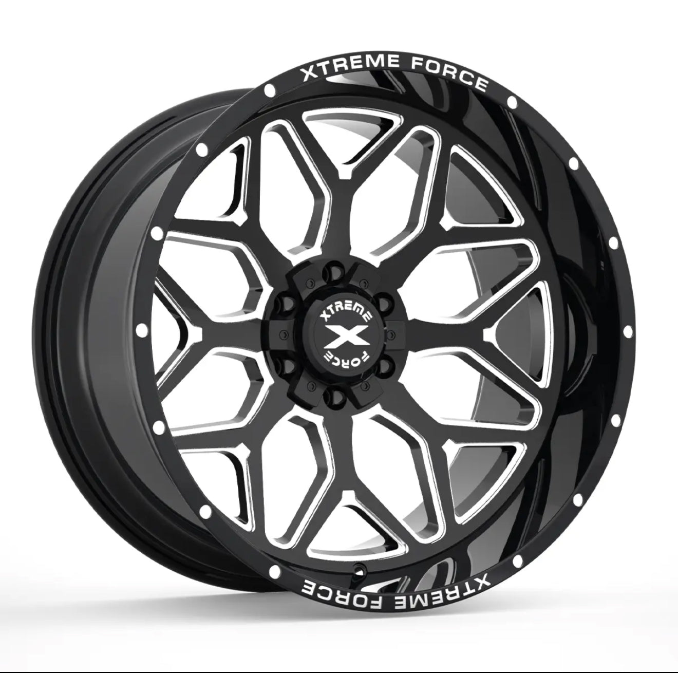 20X10 XTREME FORCE XF-12 WHEELS 6X5.5(139.7) & 6X135 -25 OFFSET - GLOSS BLACK & MILLED