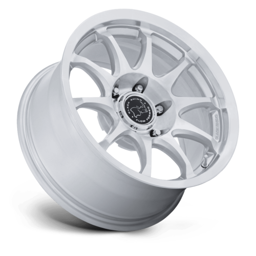 Black Rhino Hard Alloys BR038 RONIN 17x8.5 Inch Gloss Silver with Machined Face Wheel