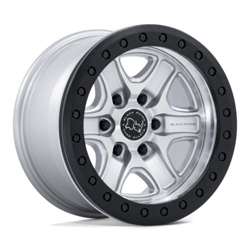 Black Rhino Hard Alloys ECHO Trail Lock 17x8.5 Wheel with 6x135 Bolt Pattern and +25 Offset in Hyper Silver with Machined Face
