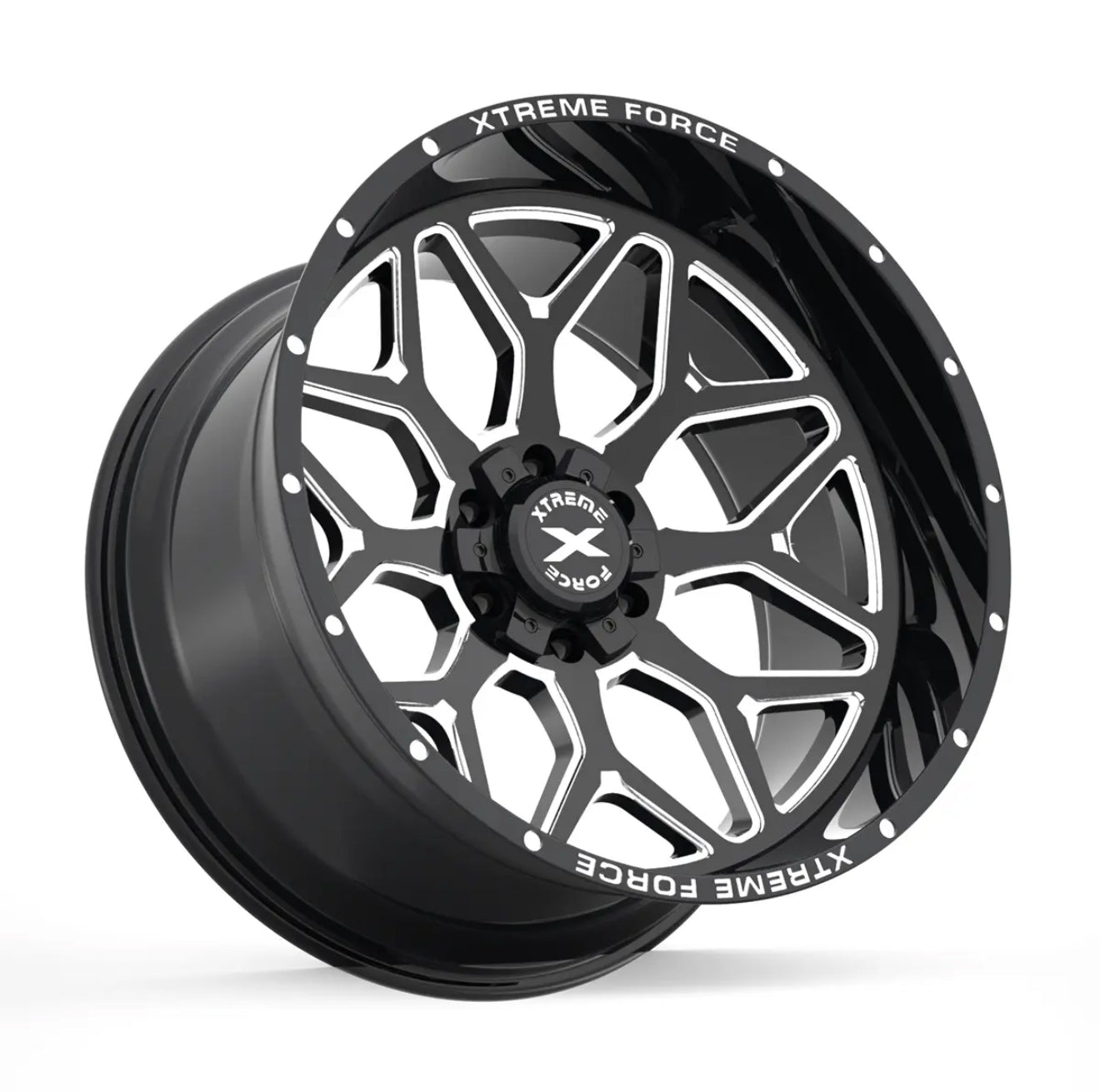 20X10 XTREME FORCE XF-12 WHEELS 6X5.5(139.7) & 6X135 -25 OFFSET - GLOSS BLACK & MILLED