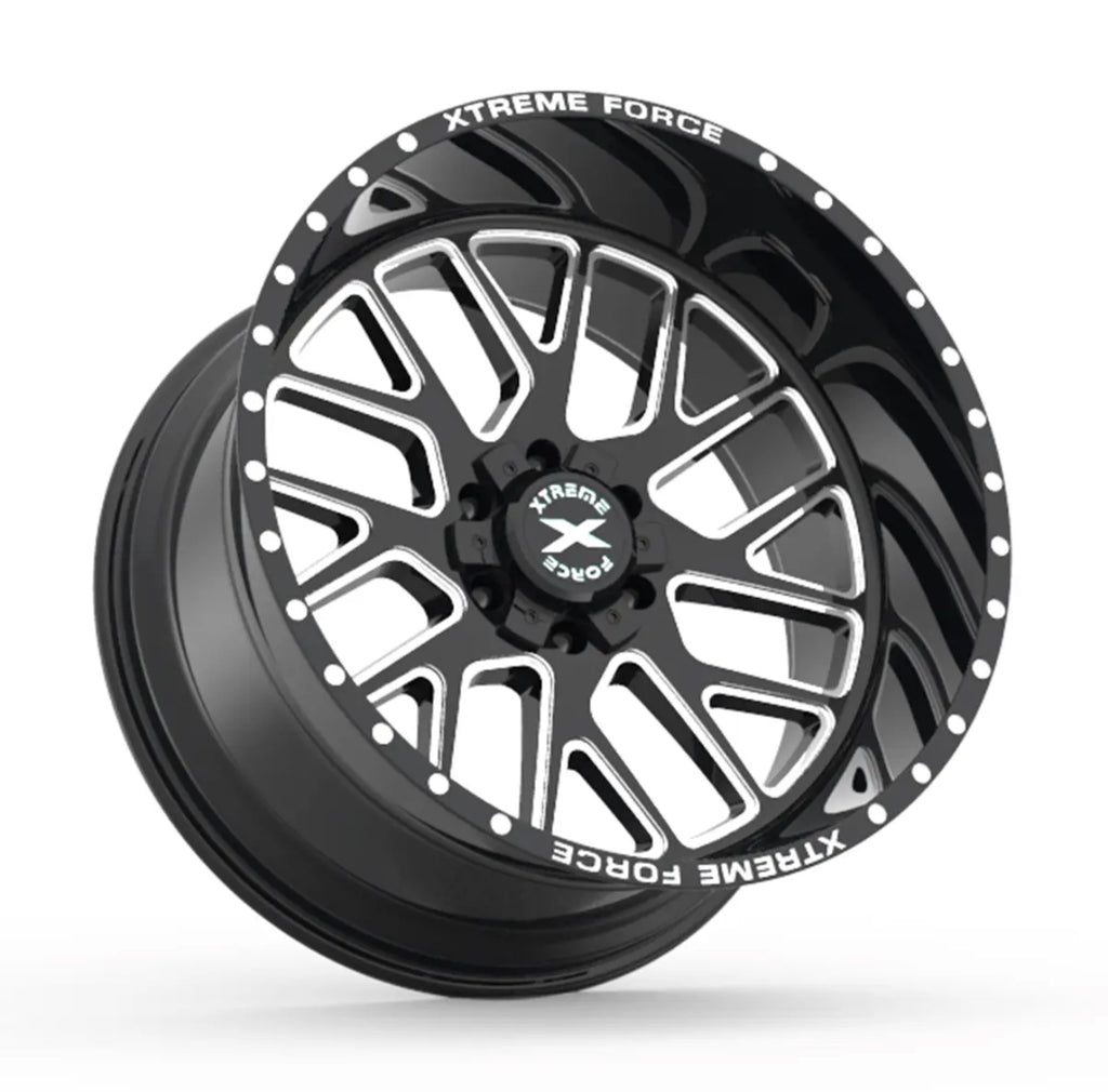 20X10 XTREME FORCE XF-10 WHEELS 6X5.5(139.7) & 6X135 -25 OFFSET - GLOSS BLACK & MILLED