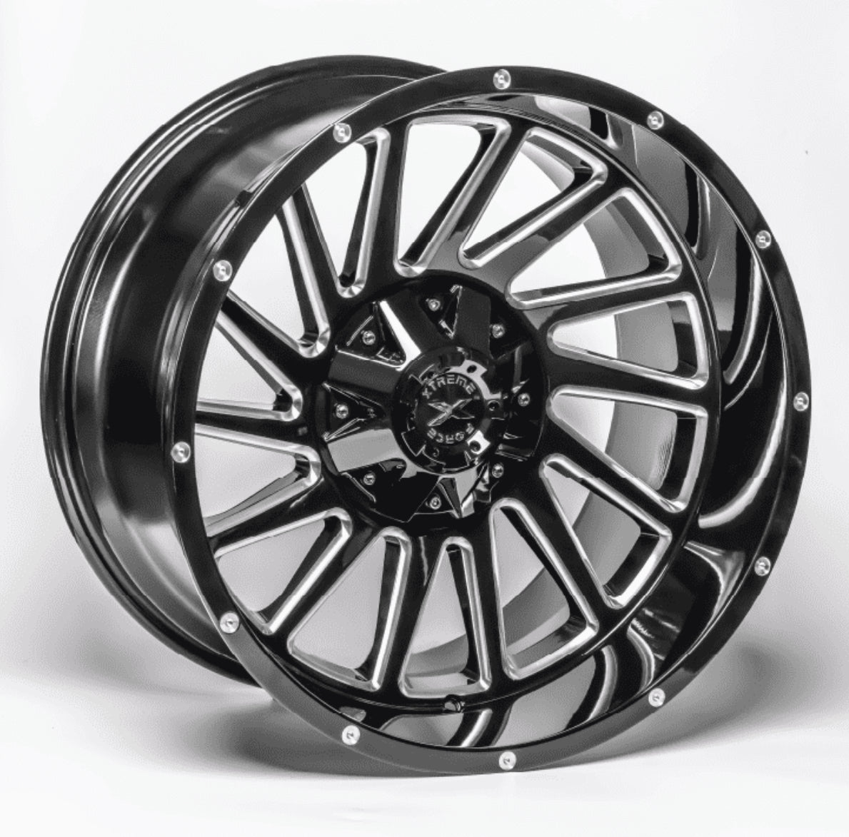 20X10 XTREME FORCE TWIST WHEELS 6X5.5(139.7) & 6X135 -25 OFFSET - GLOSS BLACK & MILLED