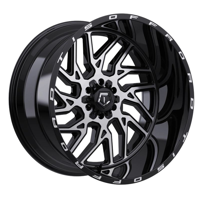 22X12 TIS 544MB OFF-ROAD WHEELS WITH 8X170, -44 OFFSET BOLT PATTERN - GLOSS BLACK & MACHINED FACE
