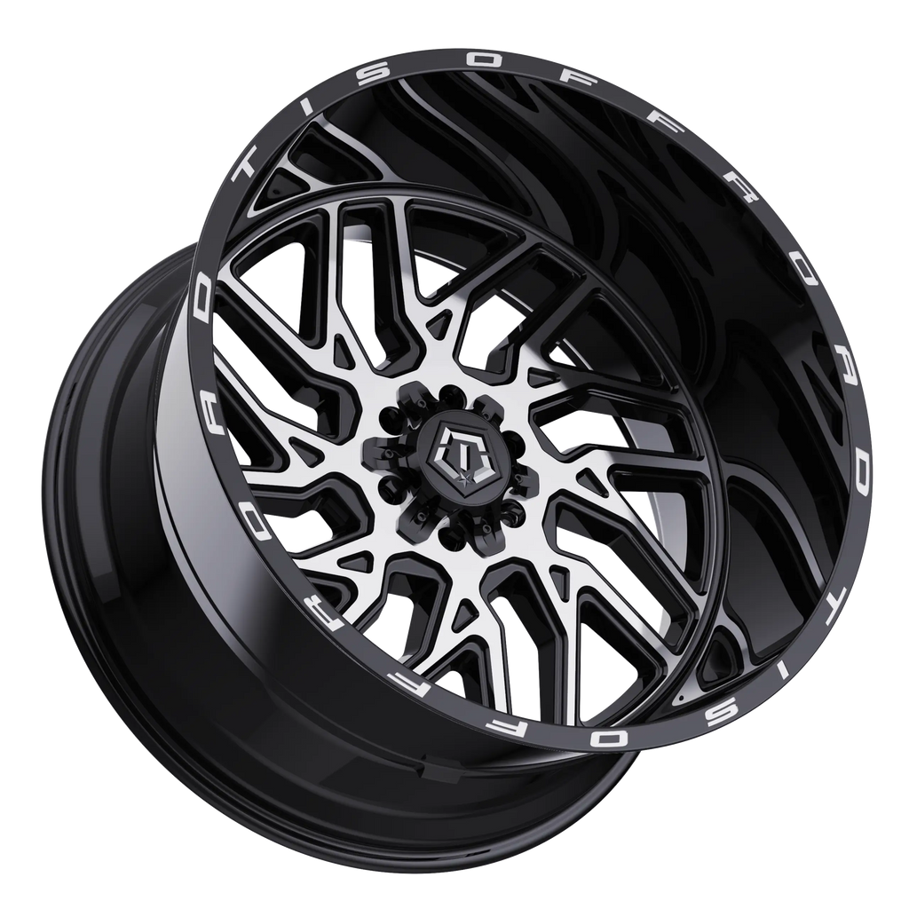22X12 TIS 544MB OFF-ROAD WHEELS WITH 8X170, -44 OFFSET BOLT PATTERN - GLOSS BLACK & MACHINED FACE