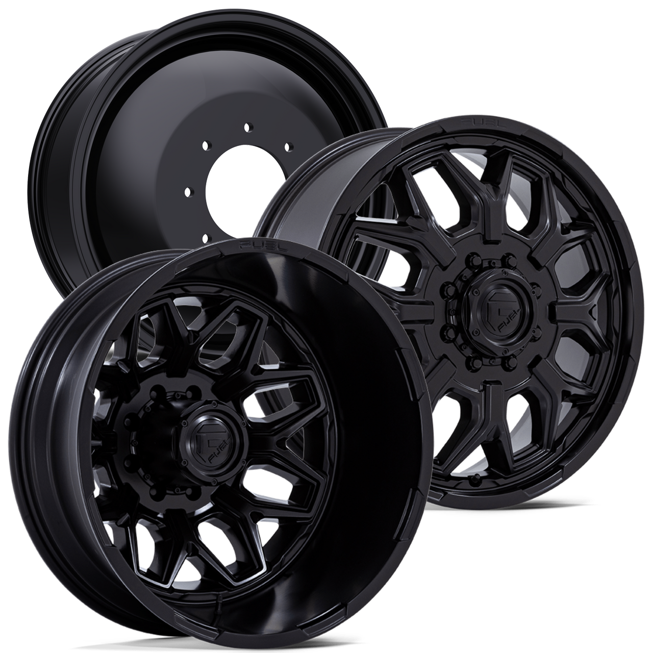 FUEL FLUX D871 DUALLY WHEELS 8X200 - BLACKOUT - SET OF 6