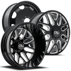 CALI OFF-ROAD INVADER 9115D DUALLY WHEELS 8X200 - GLOSS BLACK & MILED - SET OF 6