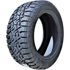 20X10 MOTO METAL MO970 WHEELS - BLACK & RED - 5X5.5(139.7) & 5X5(127) with 33/35X12.50R20 TBB R/T TIRES - SET OF 5