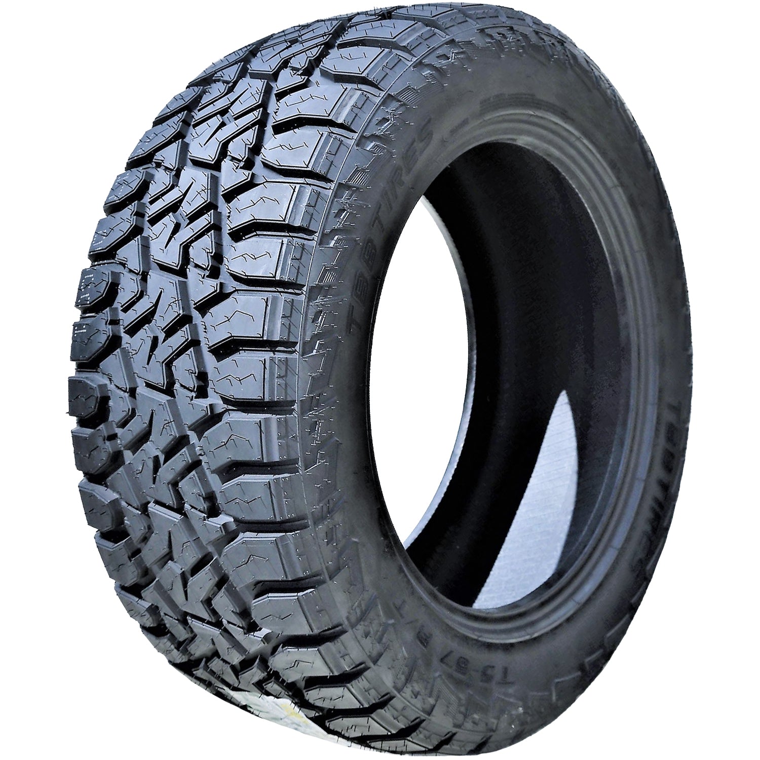 20X10 MOTO METAL MO970 WHEELS - BLACK & RED - 5X5.5(139.7) & 5X5(127) with 33/35X12.50R20 TBB R/T TIRES - SET OF 5