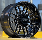 20X10 LEGION OFF-ROAD LG4 WHEELS, -18 Offset, 8X170, GLOSS BLACK & MILLED