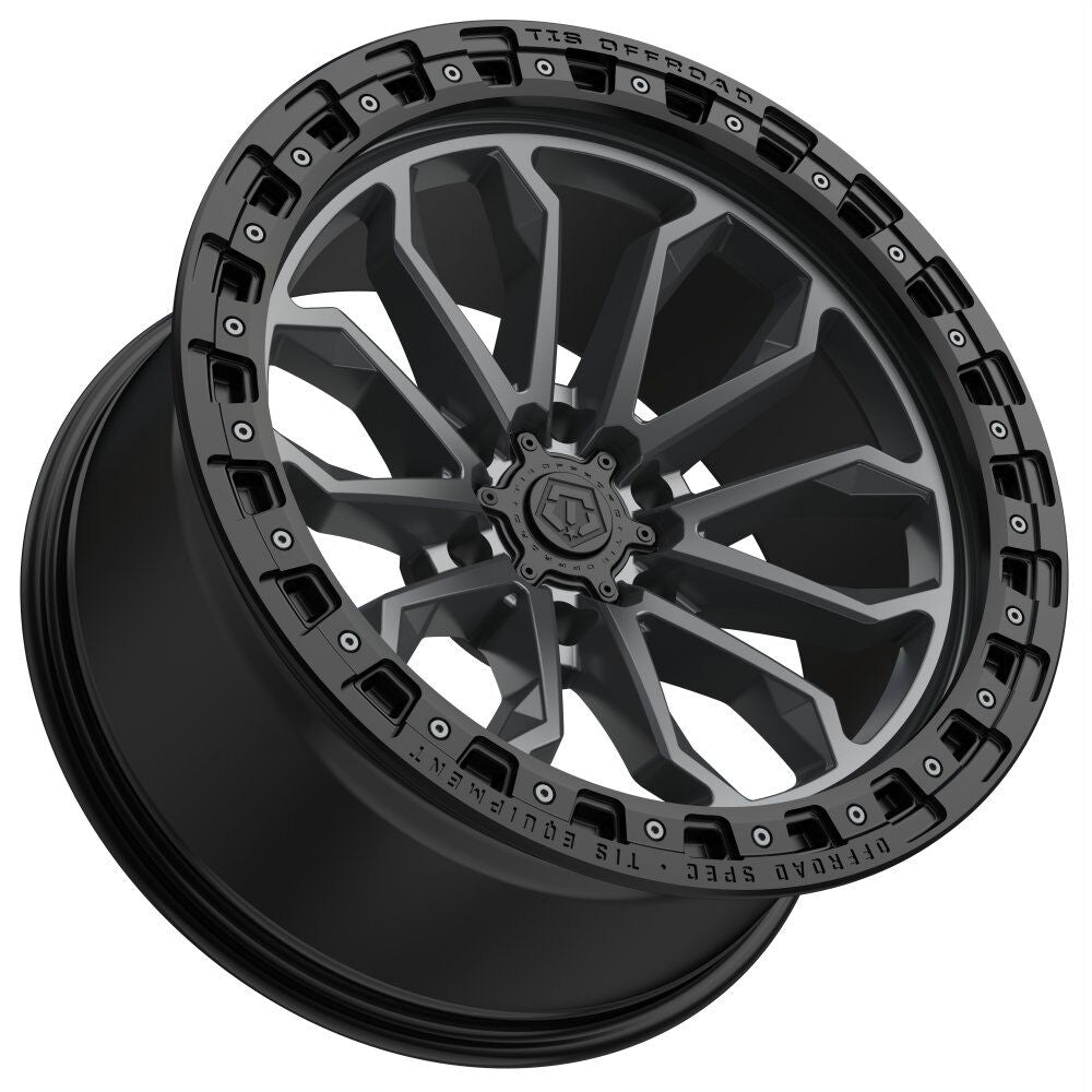 17X9 TIS 556AB OFF-ROAD WHEELS - 6X5.50 WITH -12 OFFSET - ANTHRACITE WITH BLACK LIP RING