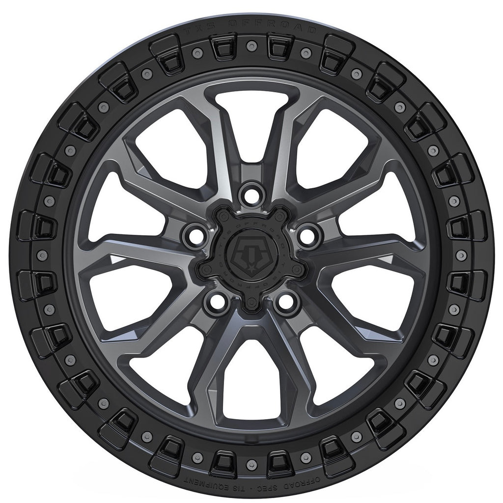 17X9 TIS 556AB OFF-ROAD WHEELS - 6X5.50 WITH -12 OFFSET - ANTHRACITE WITH BLACK LIP RING